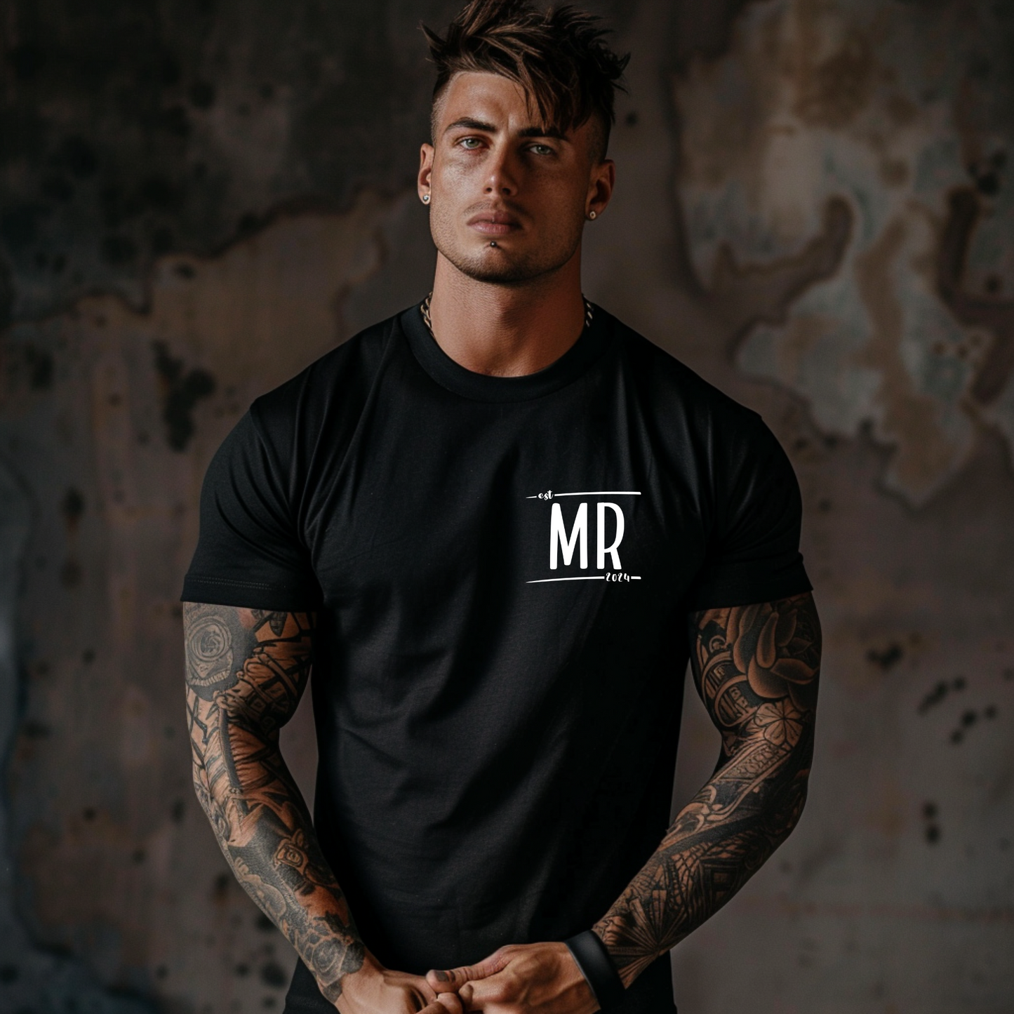 Couples Mr and Mrs Left Chest Print Matching T-Shirts/Sweatshirt/Hoodie - His and Hers