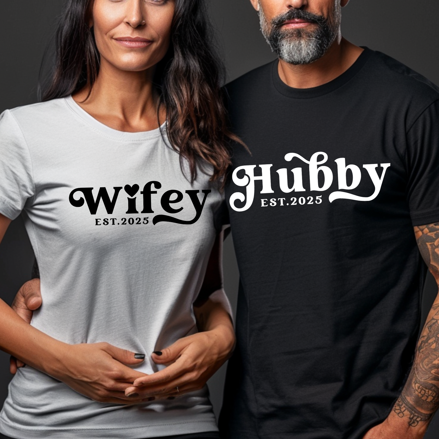 Couples Hubby and Wifey Matching T-Shirts/Sweatshirt/Hoodie - His and Hers