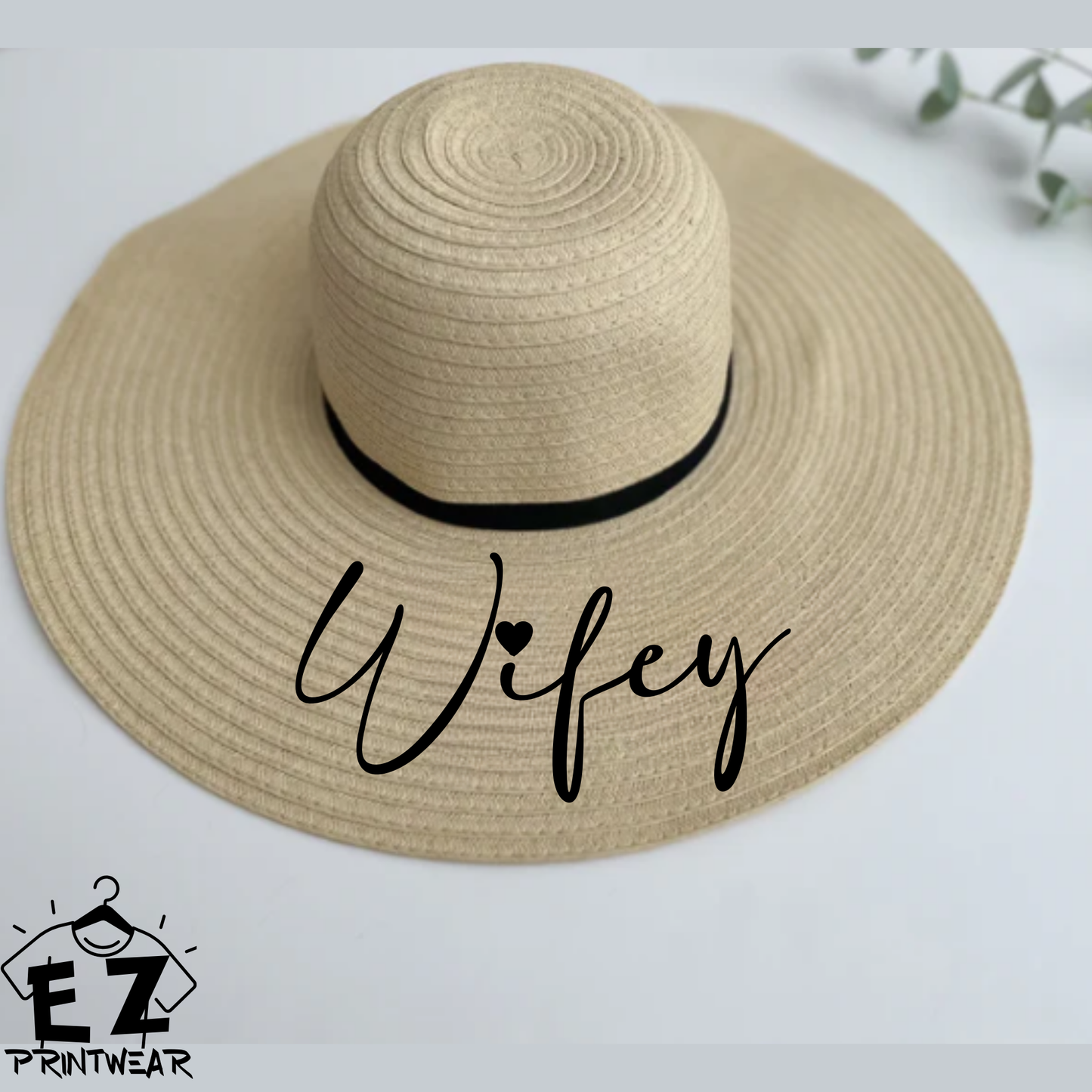 Bride - Bridal Party - Wide Brim Marbella Sun Hat - Honeymoon Hat - Honeymoon gift - Personalised hat