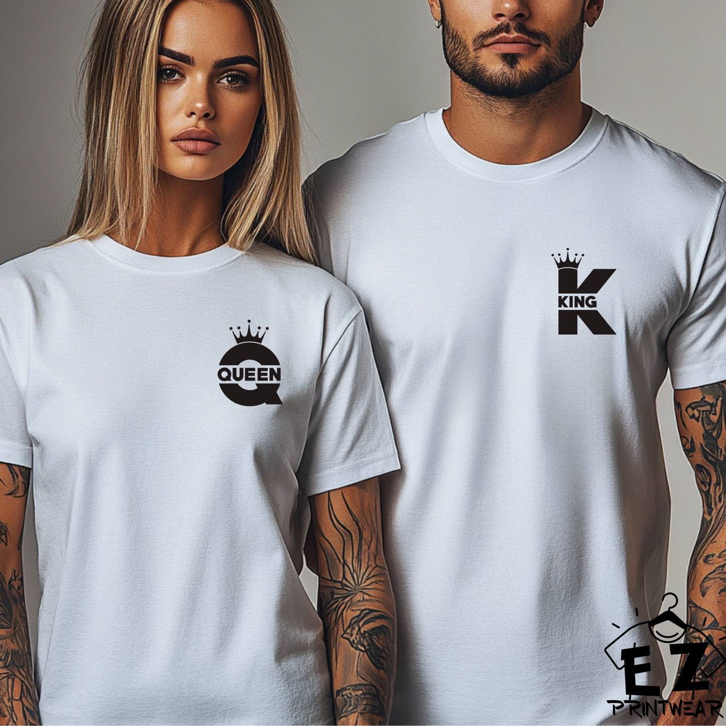 Couples King and Queen Matching T-Shirts - His and Hers