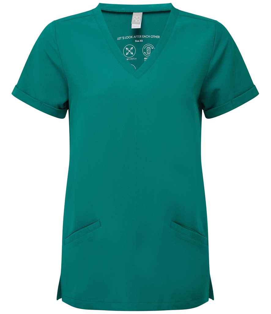 Enhance your workwear with our Beauty Scrub Stretch Tunic, made from breathable four-way stretch fabric. This tunic offers a durable, crease-resistant, and easy-care solution for busy beauty professionals. The modern fit, V neck, and roll-up sleeves with bar tacks add a stylish touch, while back darts provide a flattering silhouette. With two front slanted pockets and side vents, it's perfect for comfort and functionality. Machine washable up to 60°C, this tunic is a must-have for any beauty professional's