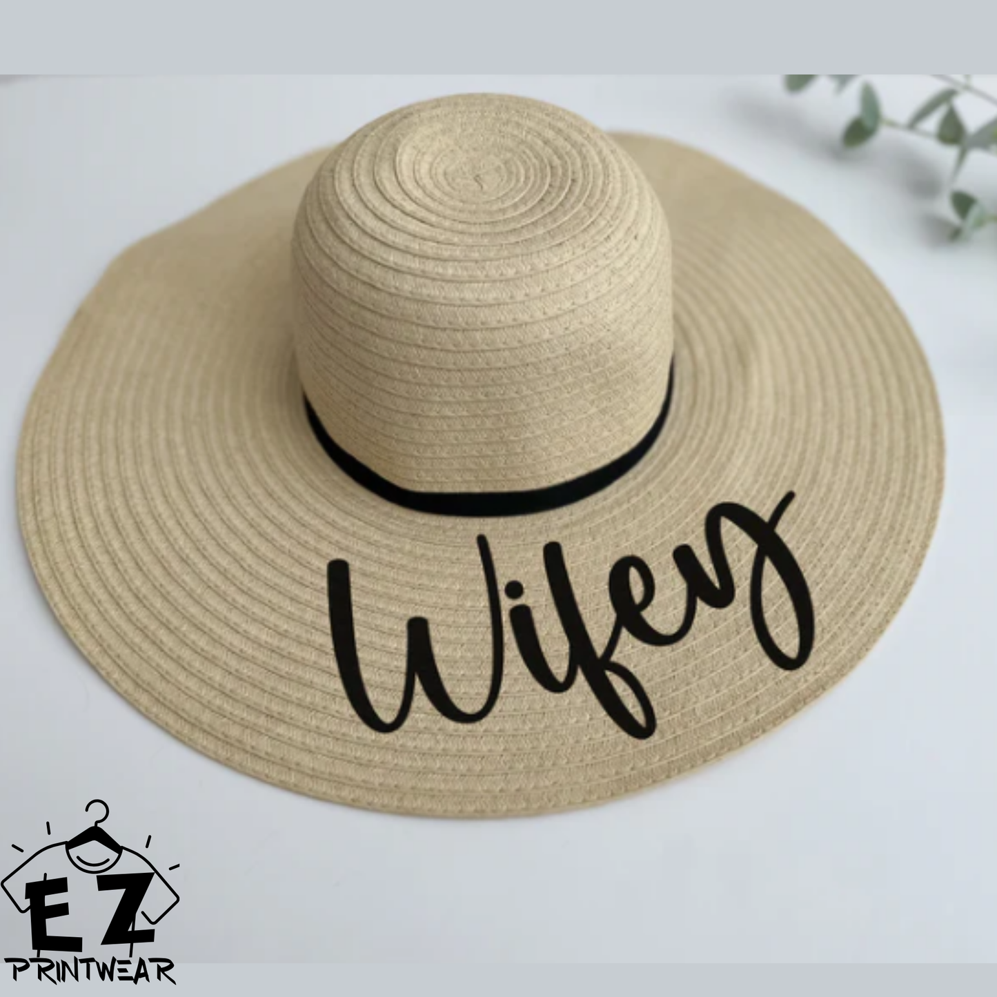 Bride - Bridal Party - Wide Brim Marbella Sun Hat - Honeymoon Hat - Honeymoon gift - Personalised hat