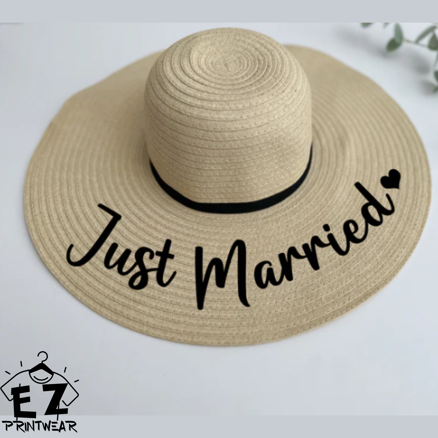 Bride - Bridal Party - Wide Brim Marbella Sun Hat - Honeymoon Hat - Honeymoon gift - Personalised hat
