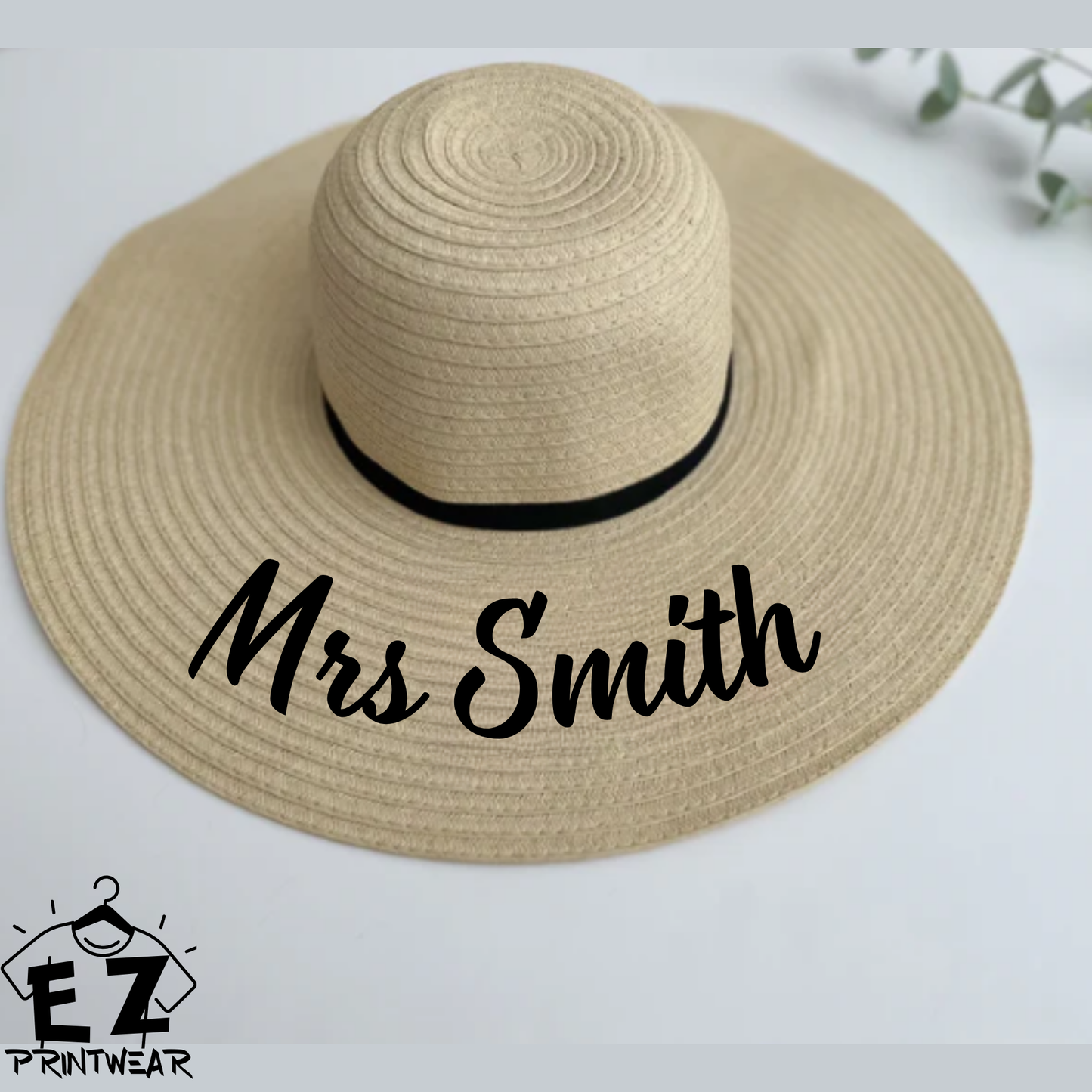 Bride - Bridal Party - Wide Brim Marbella Sun Hat - Honeymoon Hat - Honeymoon gift - Personalised hat