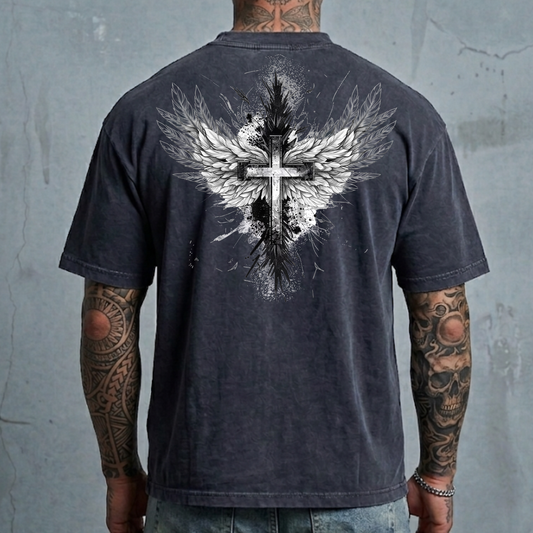 Wings & Cross Tattoo