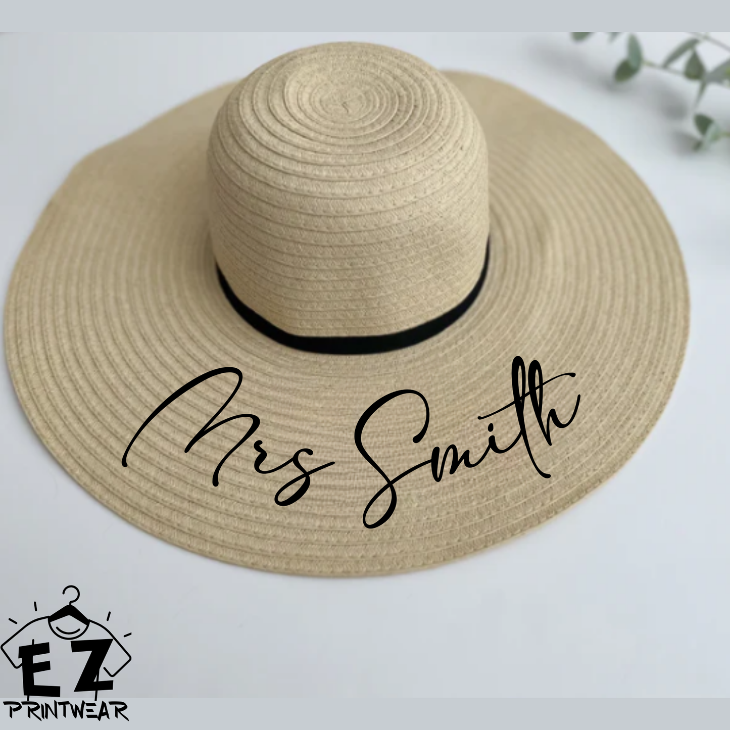 Bride - Bridal Party - Wide Brim Marbella Sun Hat - Honeymoon Hat - Honeymoon gift - Personalised hat